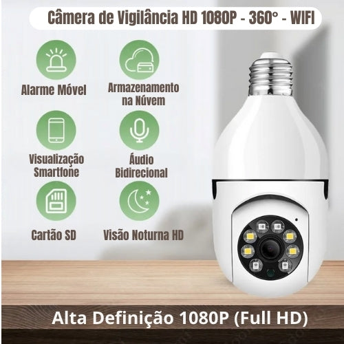 Câmera de Vigilância com Rastreamento Automático de Segurança - HD 1080P 360°  WIFI